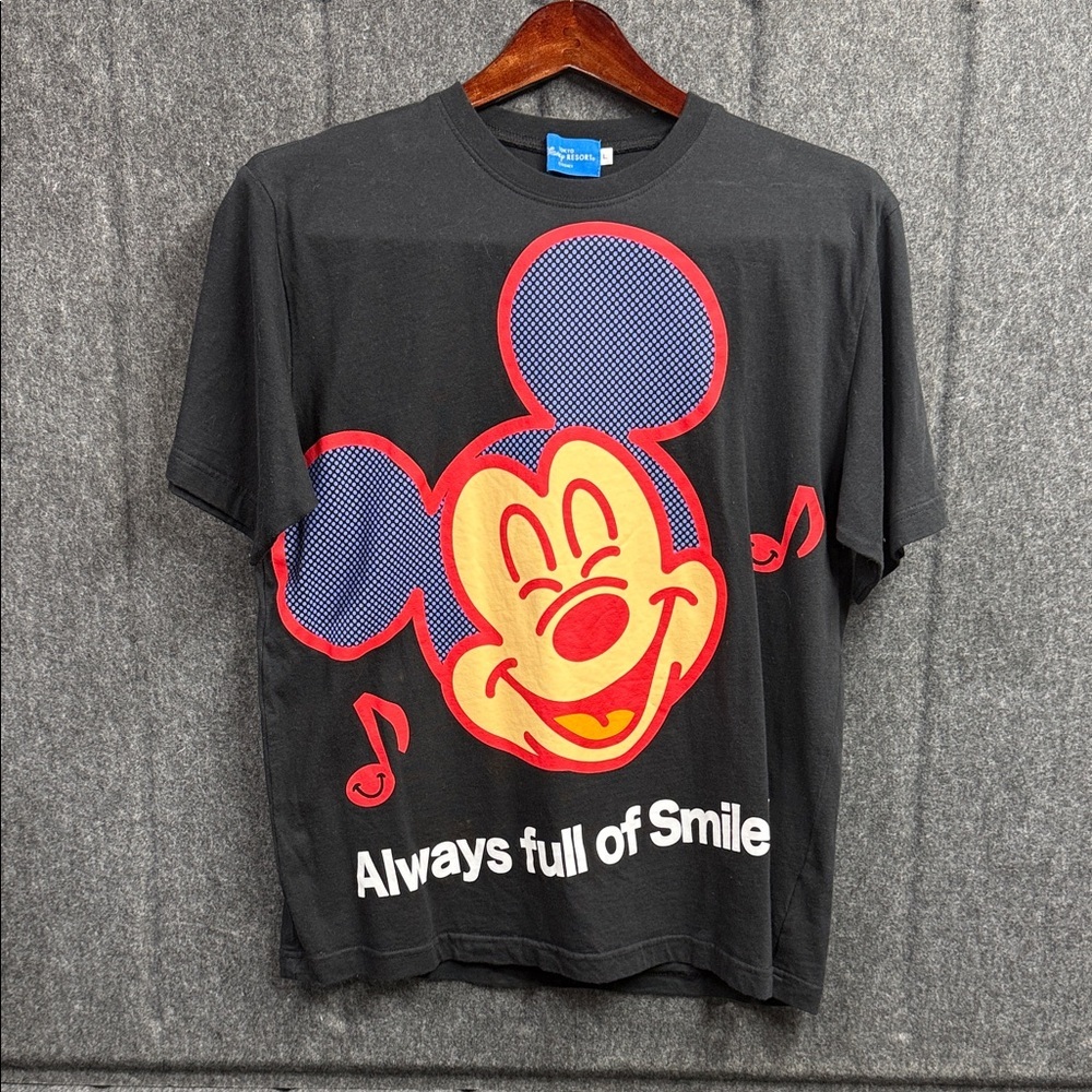 Tokyo Disney Mickey Mouse Black T-Shirt with Blue Label